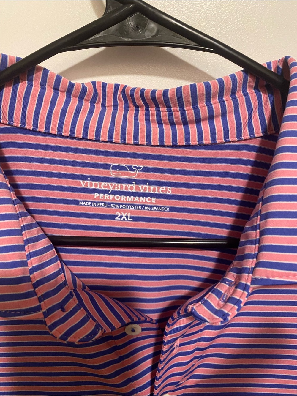 Vineyard Vines Performance Button-Down Polo in Pink and Blue